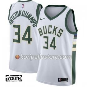 Milwaukee Bucks Giannis Antetokounm 34 Nike 2017-18 Valkoinen Lasten Pelipaidat Swingman